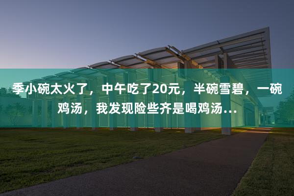 季小碗太火了，中午吃了20元，半碗雪碧，一碗鸡汤，我发现险些齐是喝鸡汤…