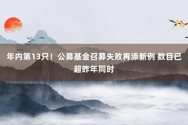 年内第13只！公募基金召募失败再添新例 数目已超昨年同时