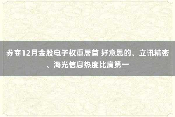 券商12月金股电子权重居首 好意思的、立讯精密、海光信息热度比肩第一